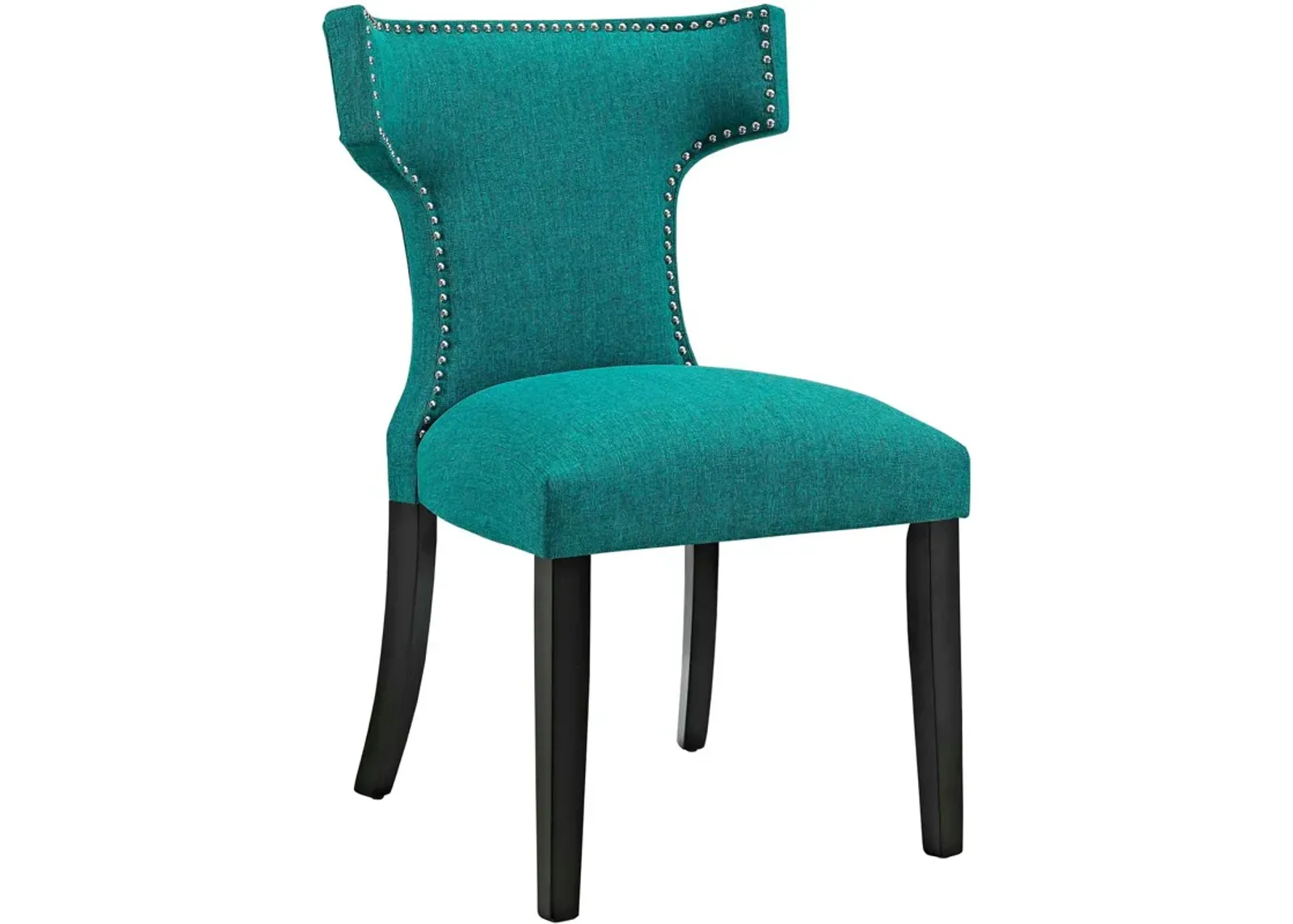 Curve Fabric Dining Chair, Teal-Benzara