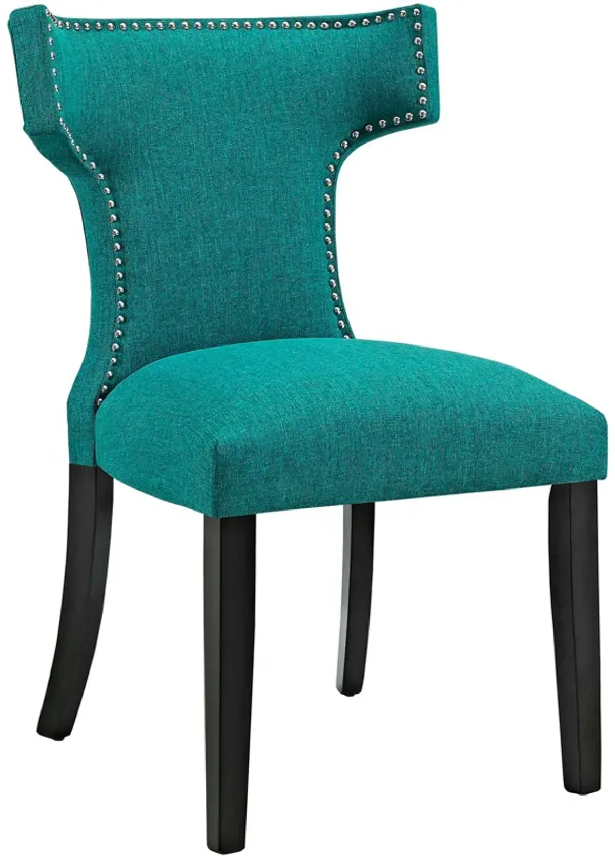 Curve Fabric Dining Chair, Teal-Benzara