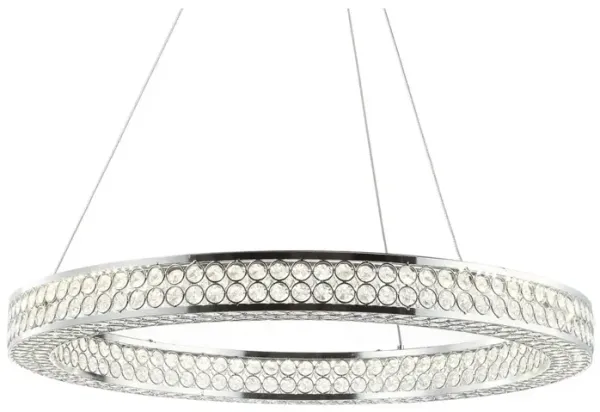 Benton 24.7" Round Integrated LED Crystal/Metal Pendant