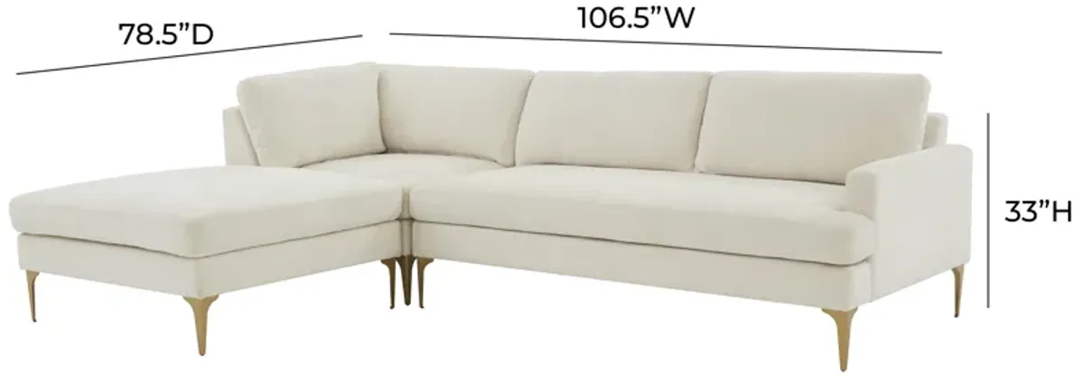 Serena Gray Velvet LAF Chaise Sectional