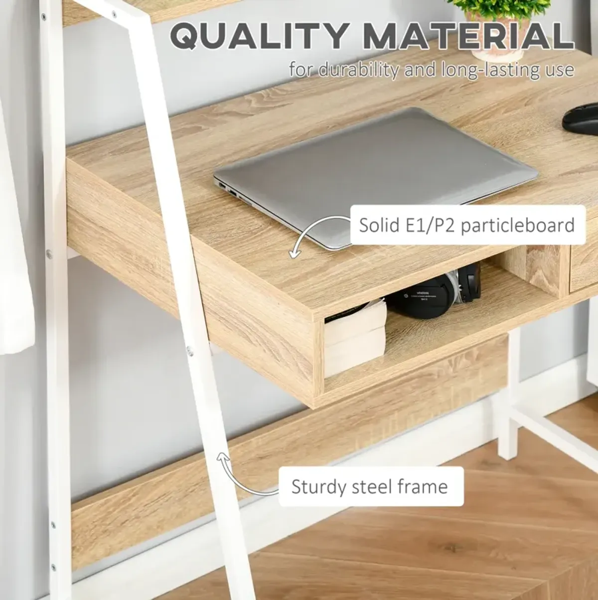 Small Space Computer Desk with Storage Shelves