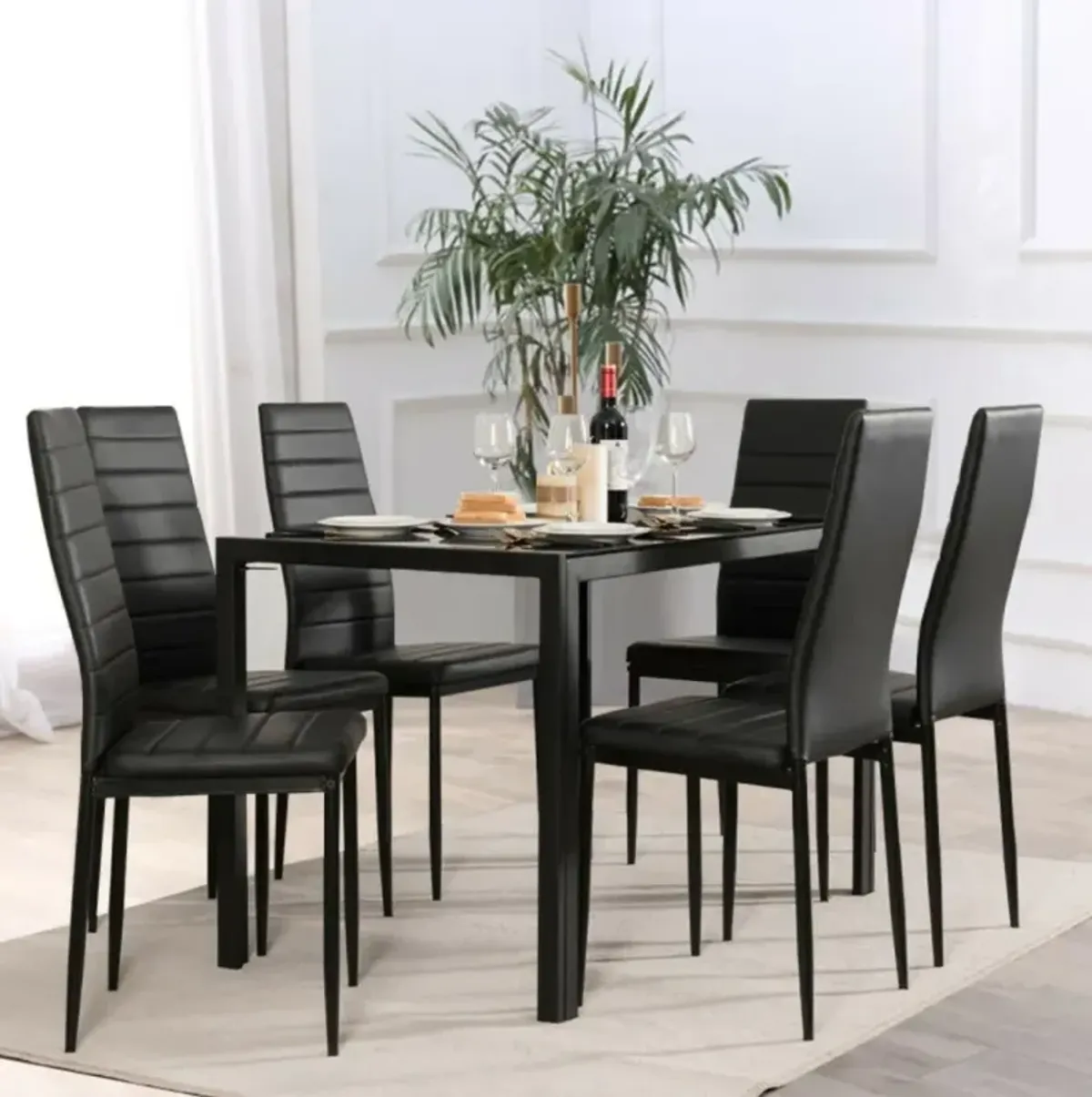 Hivvago Set of 6 High Back Dining Chairs