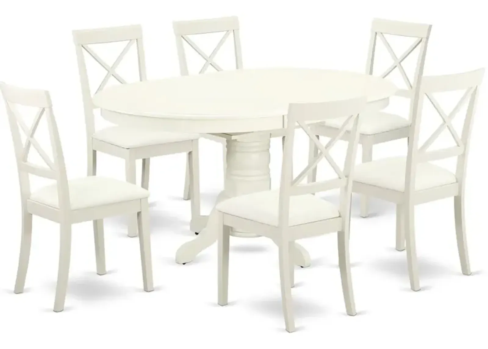 East West Furniture Dining Room Set Linen White, AVBO7-LWH-LC