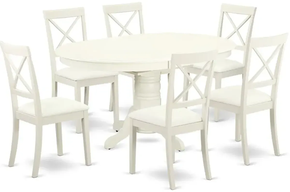 East West Furniture Dining Room Set Linen White, AVBO7-LWH-LC