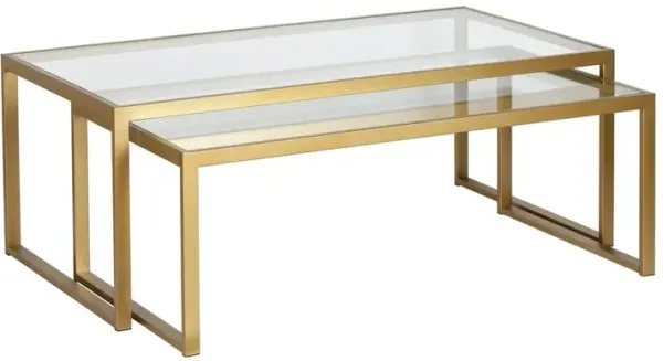 Hudson&Canal Rocco Rectangular Nested Coffee Table in Brass