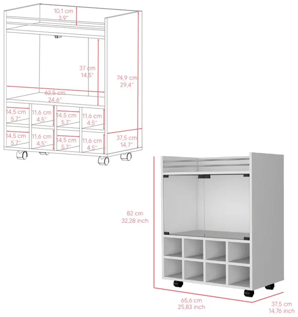 Bar Cart Philadelphia, Living Room, White