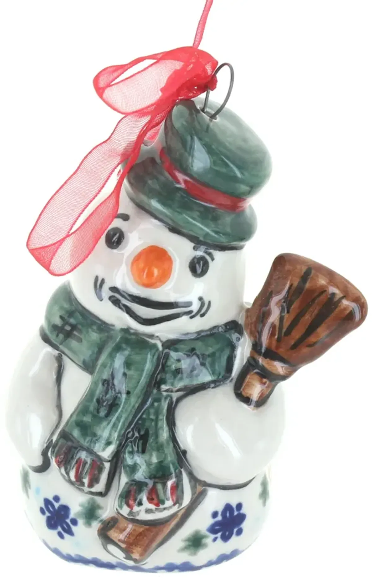 Blue Rose Polish Pottery Christmas Bounty Snowman Ornament