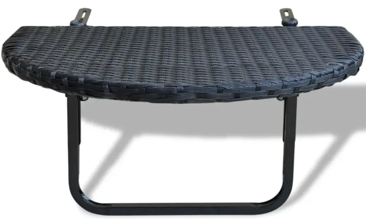 vidaXL Balcony Table 23.6"x23.6"x12.5" Black Poly Rattan