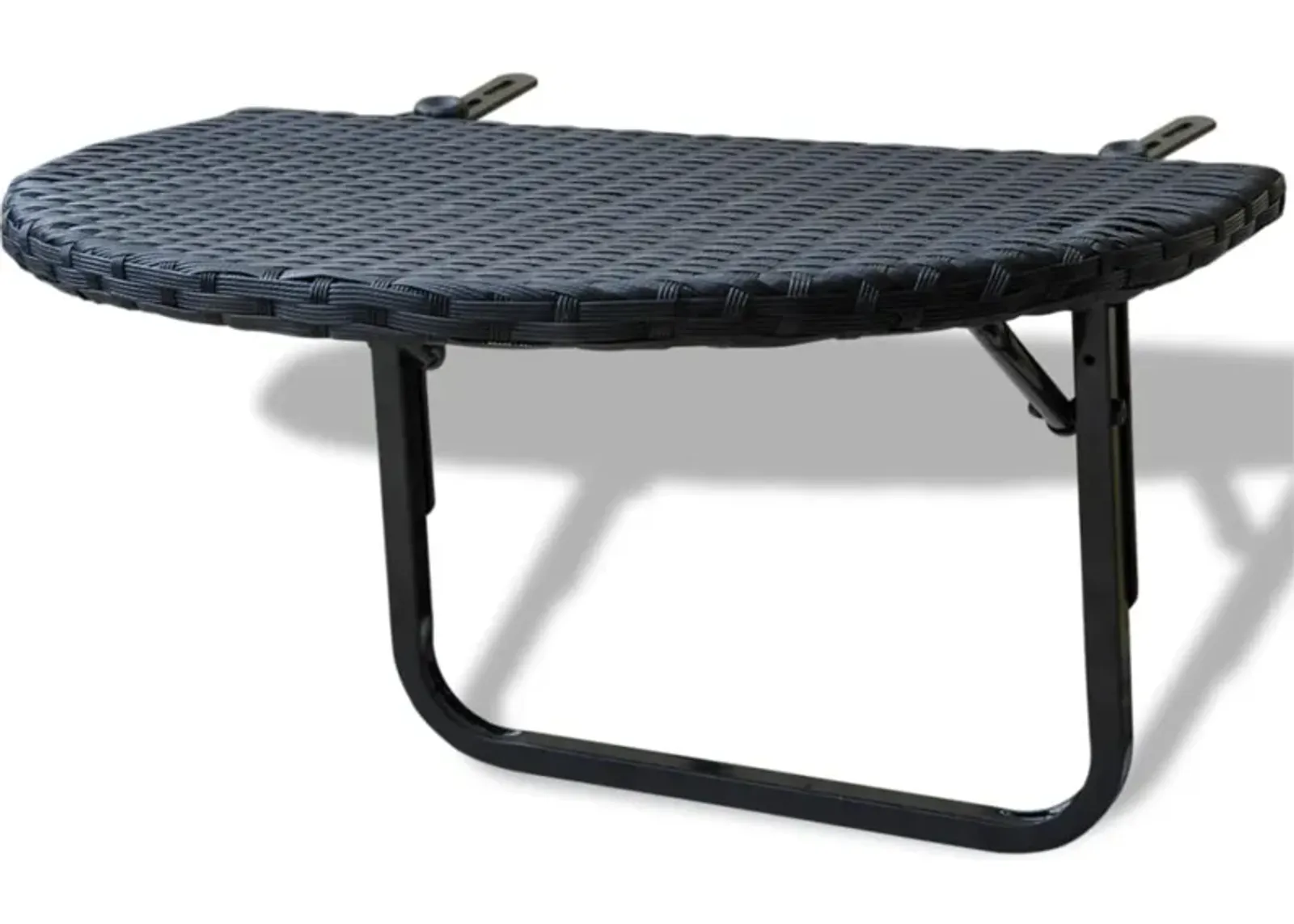 vidaXL Balcony Table 23.6"x23.6"x12.5" Black Poly Rattan