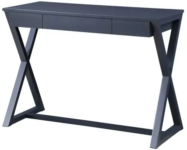 Mary 42 Inch Wood Console Sideboard Desk with Center Drawer, Gray - Benzara