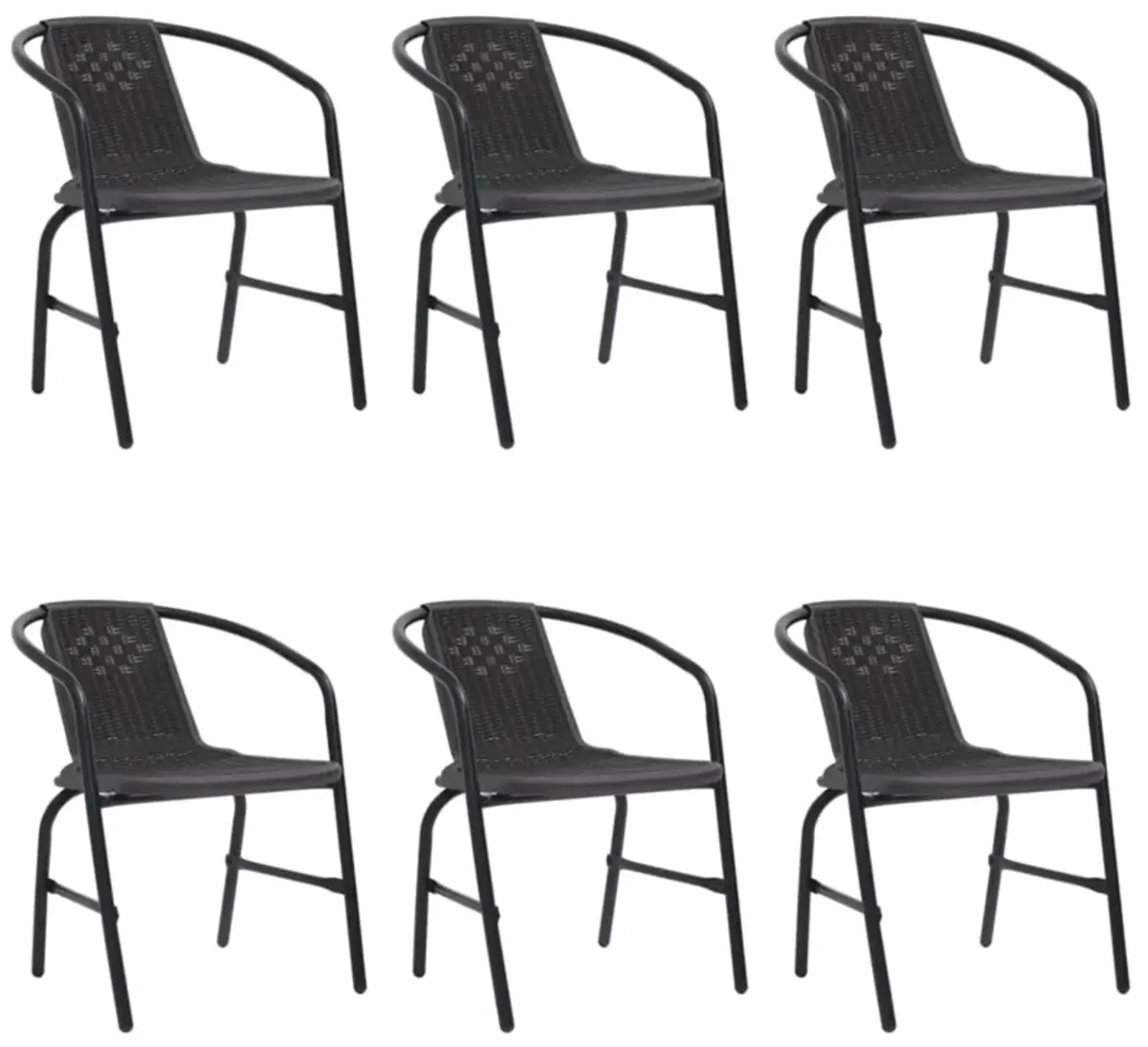 vidaXL Garden Chairs 6 pcs Plastic Rattan and Steel 242.5 lb