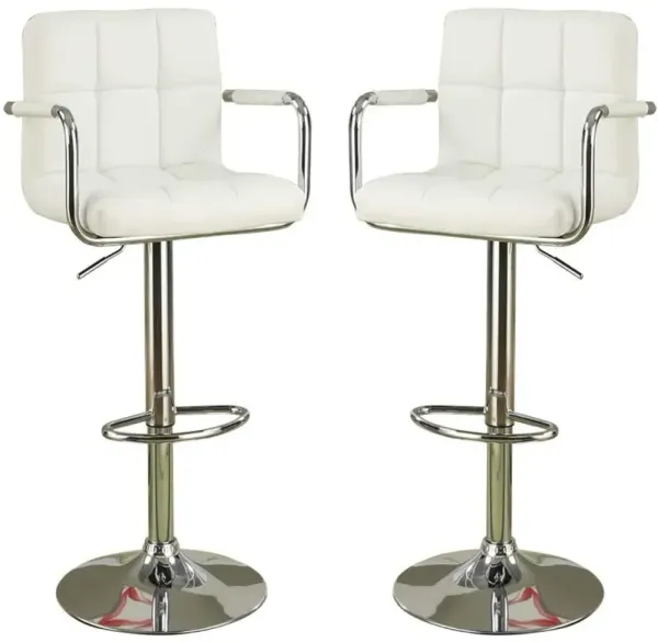 Set of 2 White Faux Leather Barstool Chairs