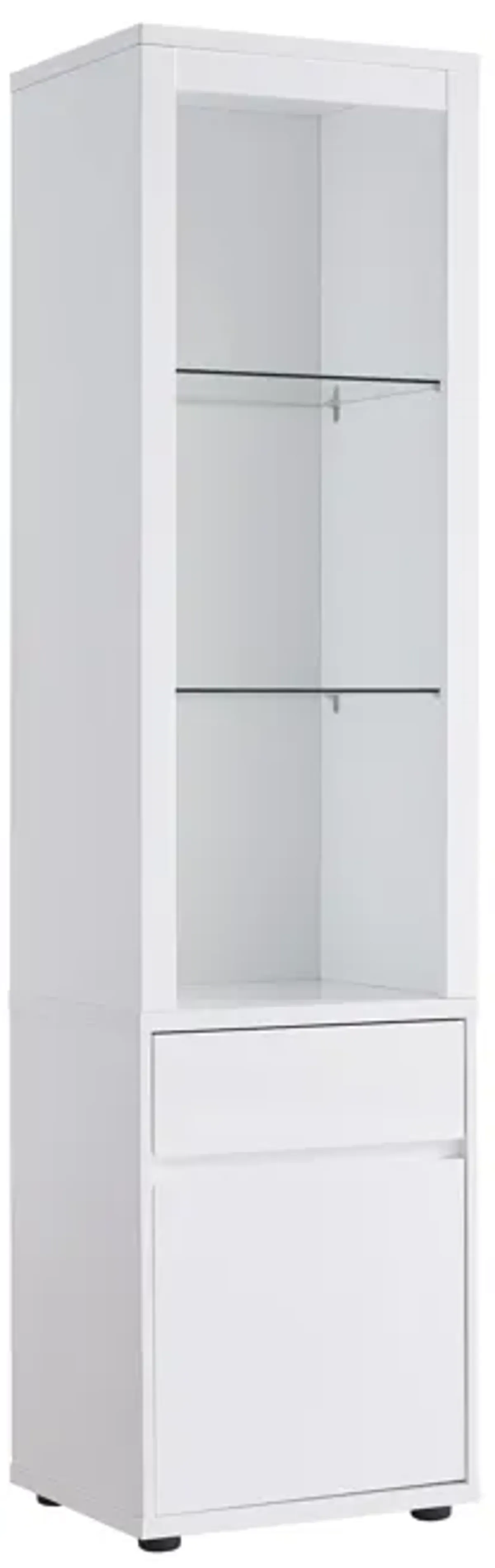 Glossy White Curio with LED Light Fixture and 2 Glass Shelves