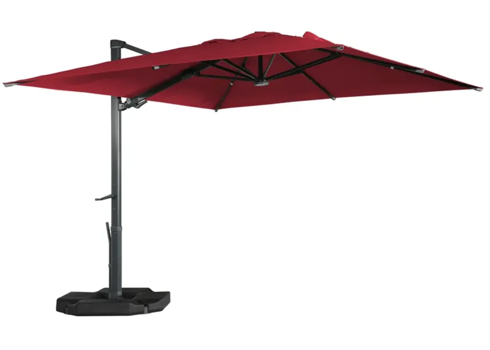 MONDAWE 13ft Square Solar LED Cantilever Patio Umbrella with Tilt for Outdoor Shade