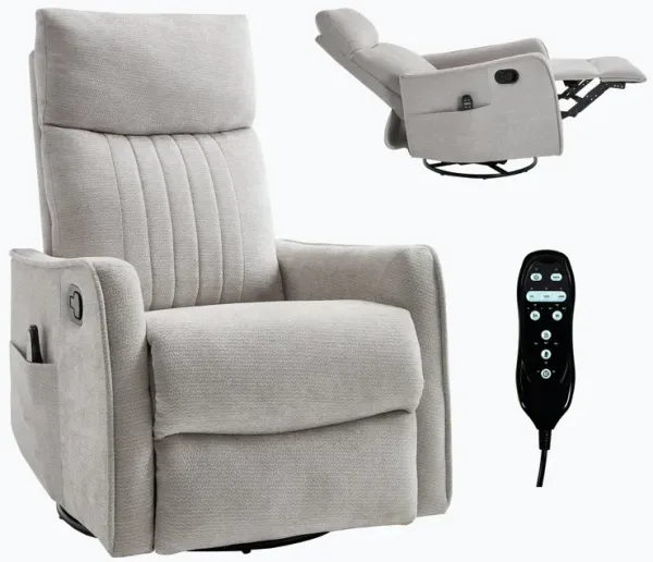 Orange Heat Massage Manual Recliner Chair with Rocker and Swivel in Fabric for Living Room