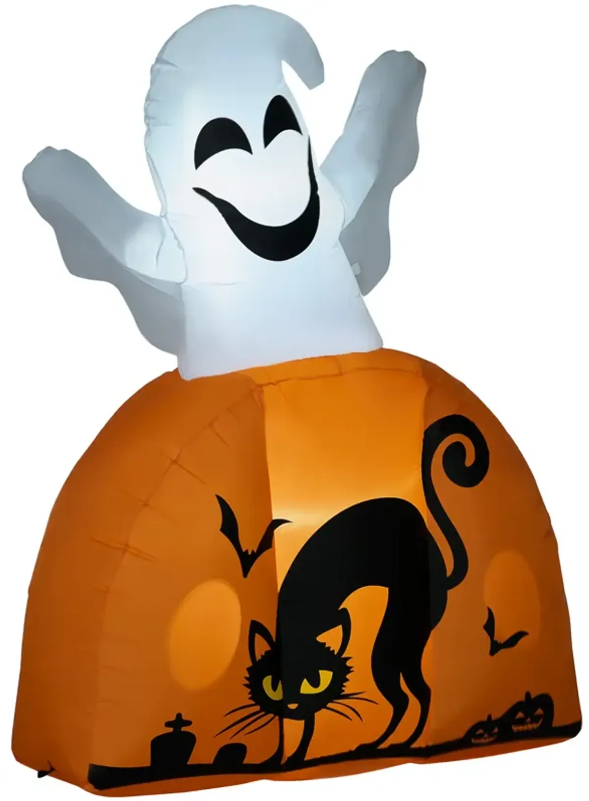 HOMCOM 5FT Halloween Inflatable Ghost with Pumpkin Base and LED Lights