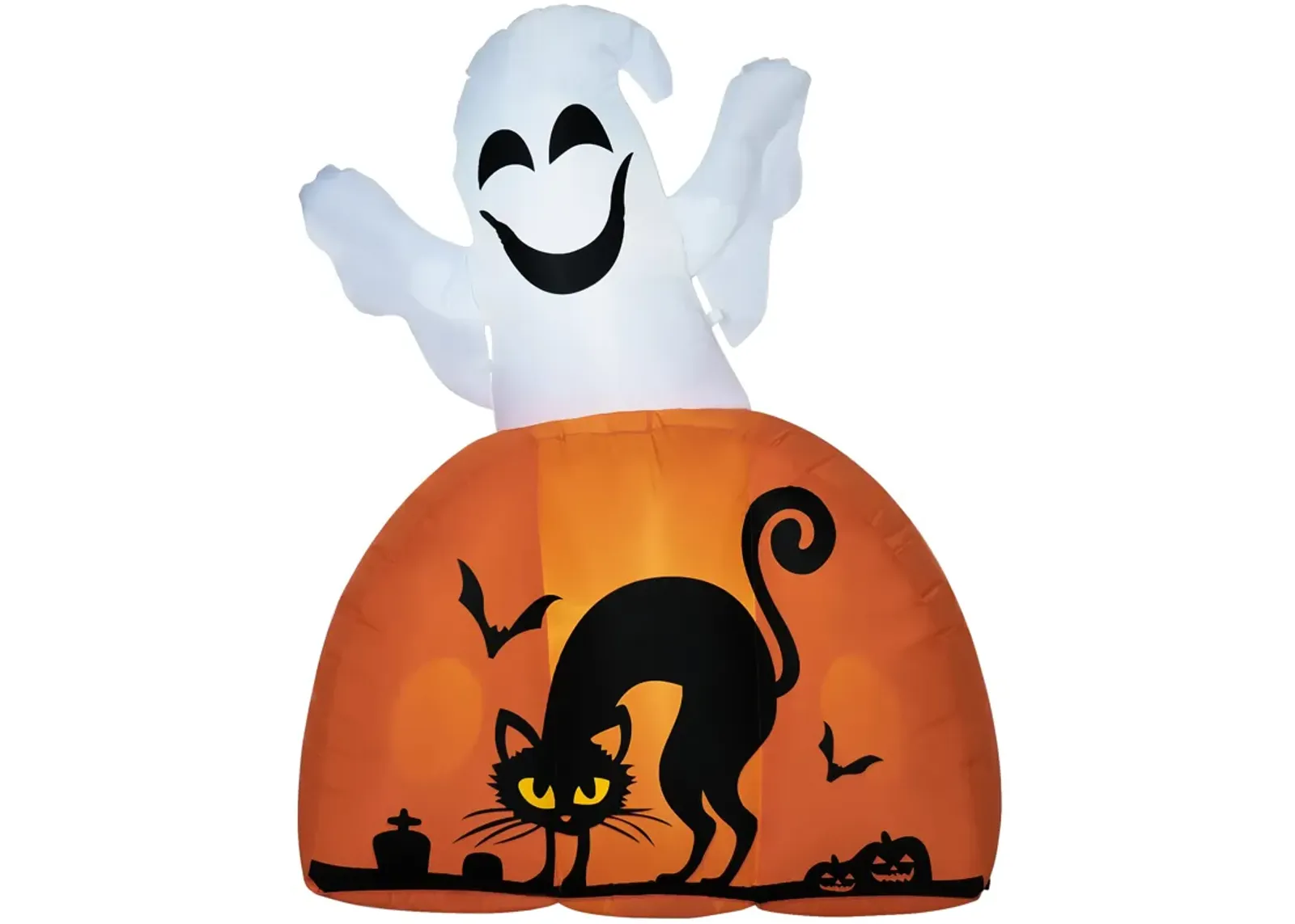 HOMCOM 5FT Halloween Inflatable Ghost with Pumpkin Base and LED Lights