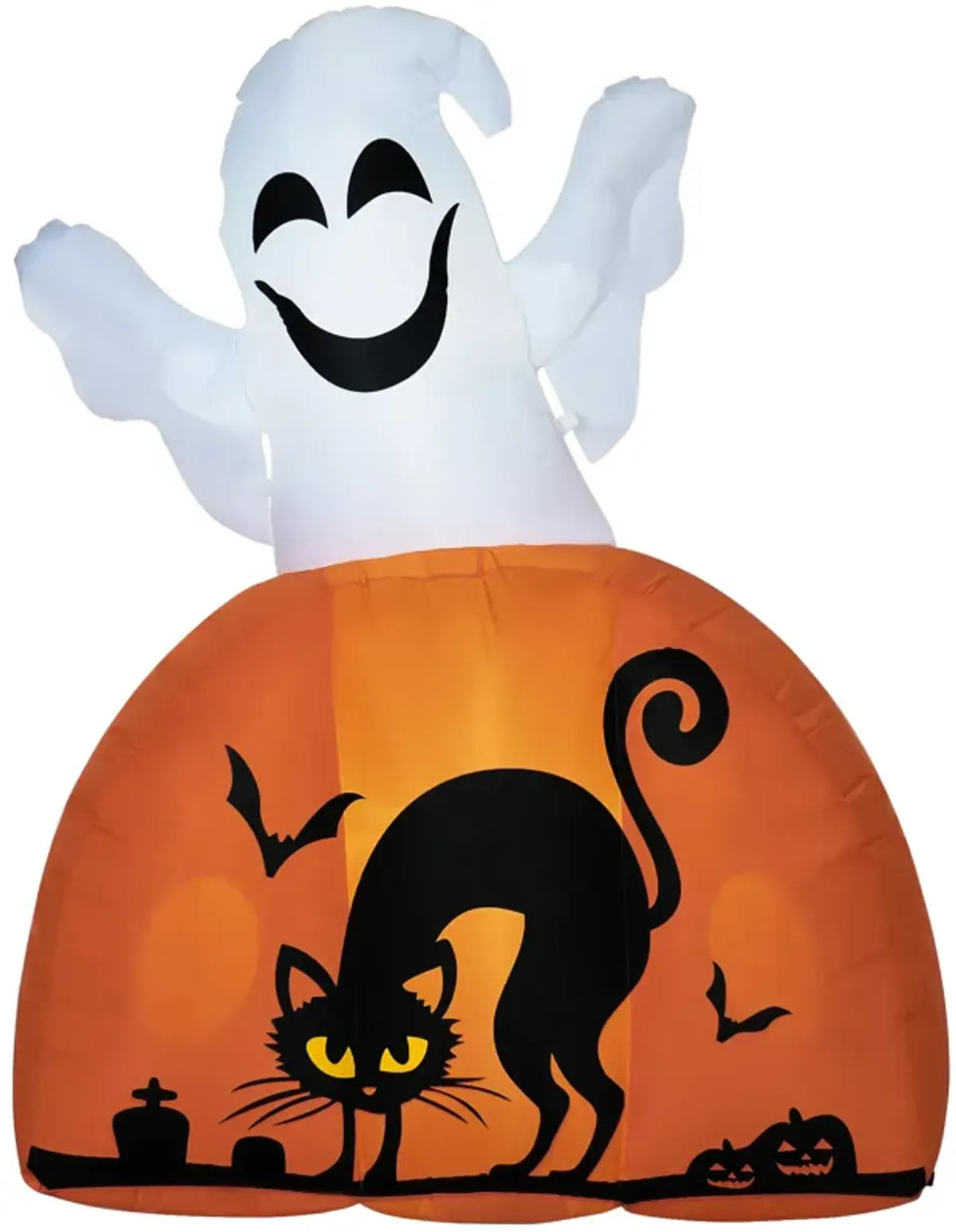 HOMCOM 5FT Halloween Inflatable Ghost with Pumpkin Base and LED Lights