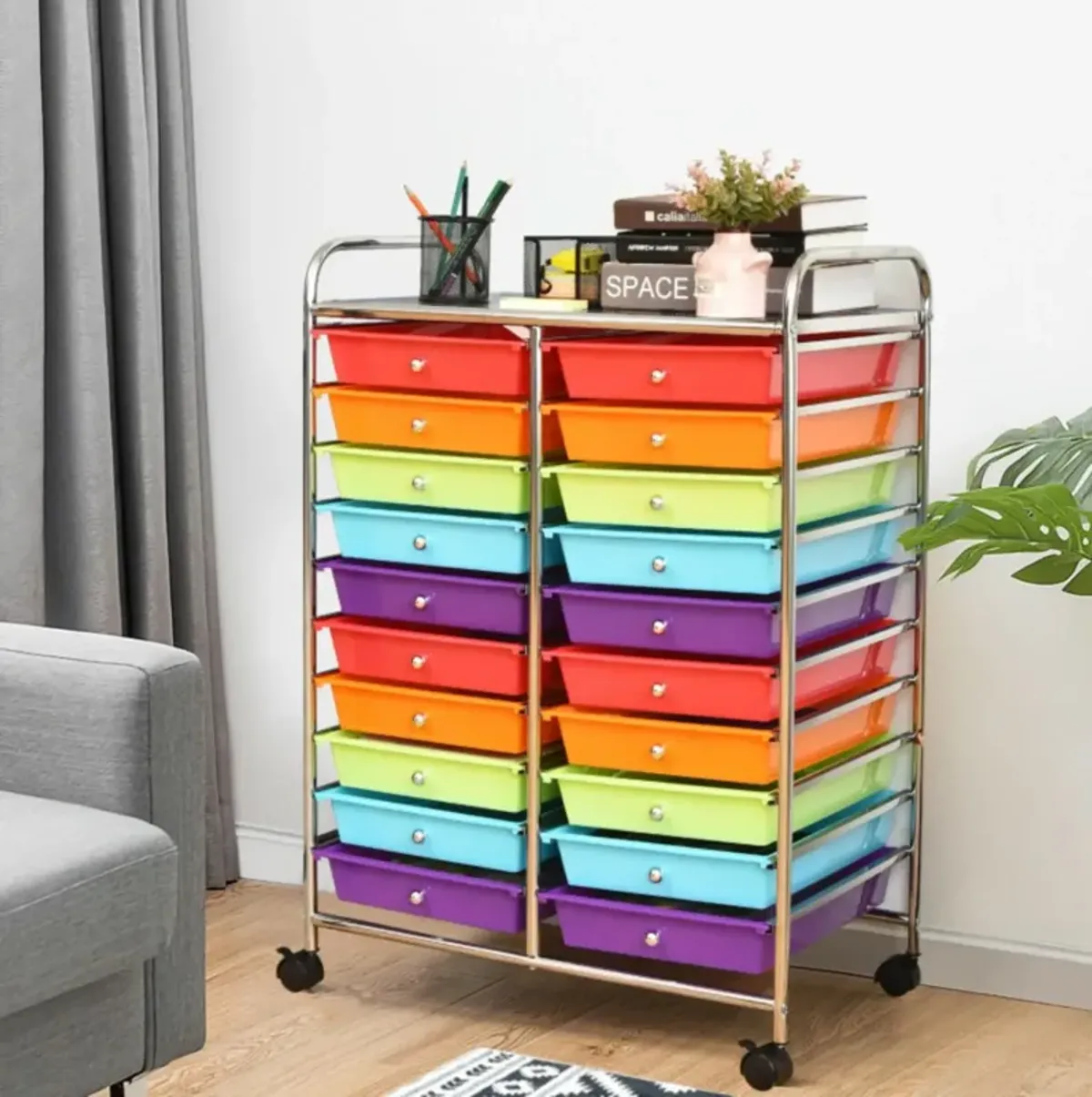 Hivvago 20 Drawers Rolling Storage Cart Studio Organizer