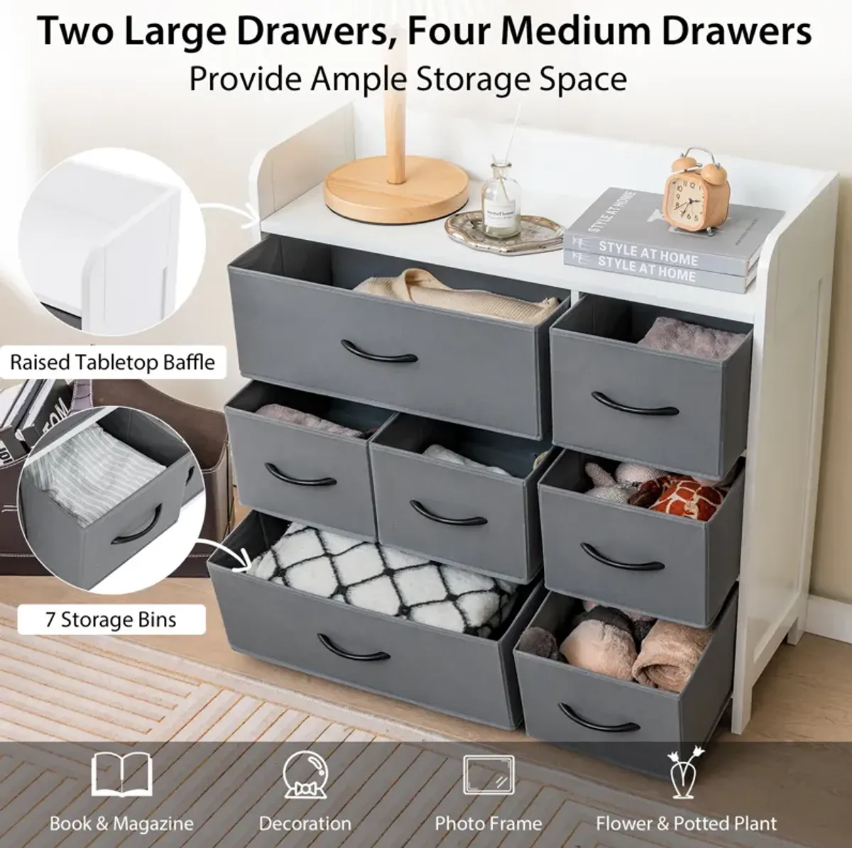 Fabric Dresser with 7 Drawers for Bedroom