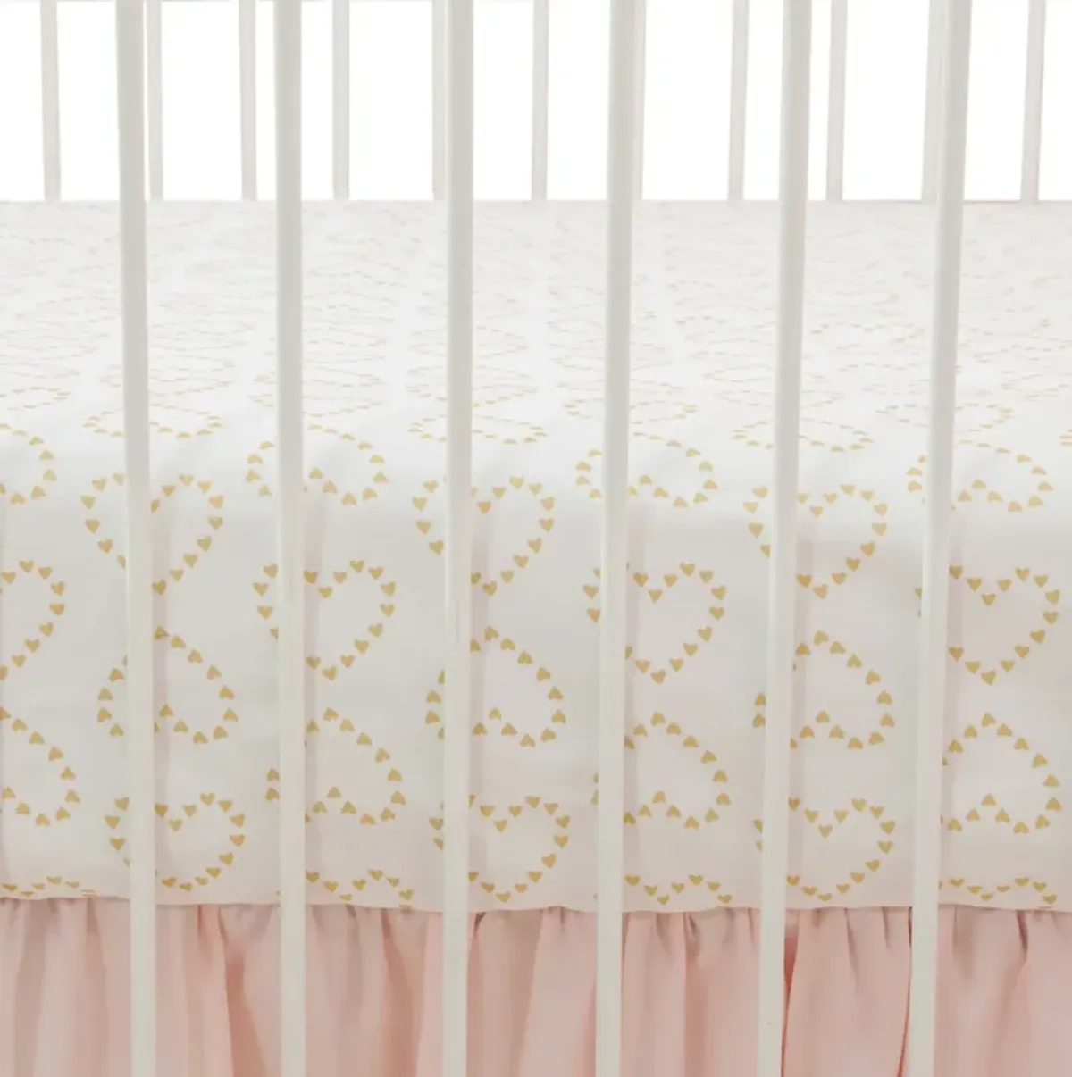 Lambs & Ivy Confetti White with Gold Hearts 100% Cotton Baby Fitted Crib Sheet