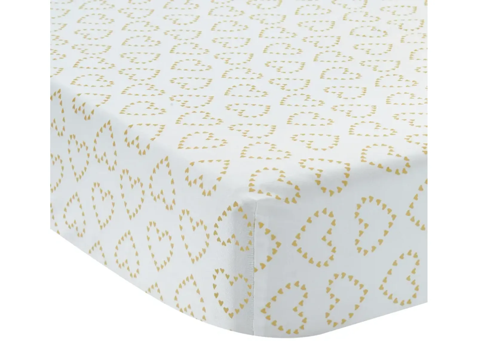 Lambs & Ivy Confetti White with Gold Hearts 100% Cotton Baby Fitted Crib Sheet