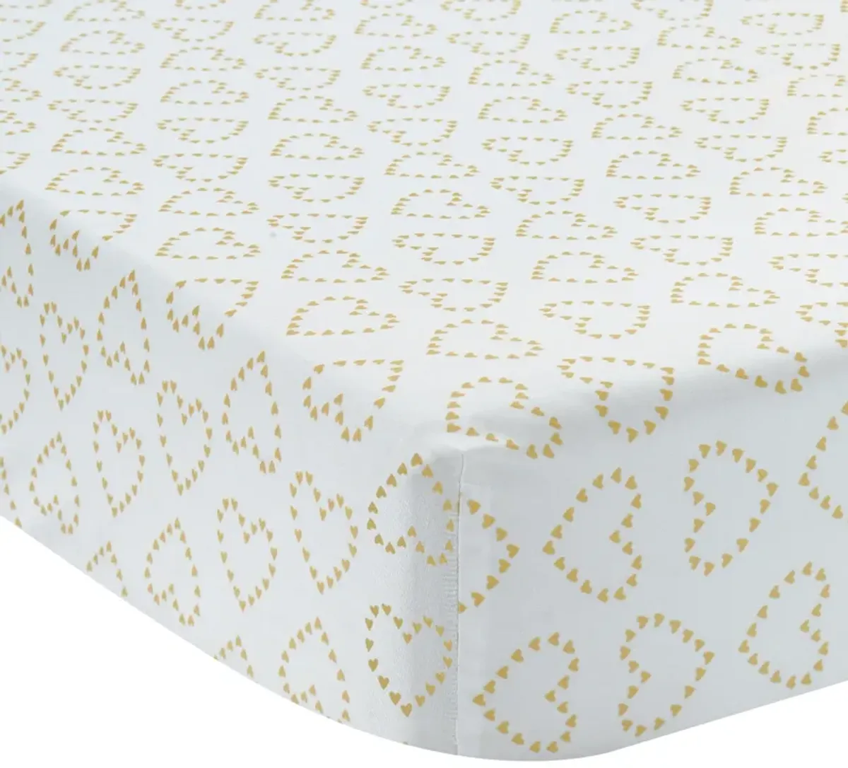 Lambs & Ivy Confetti White with Gold Hearts 100% Cotton Baby Fitted Crib Sheet