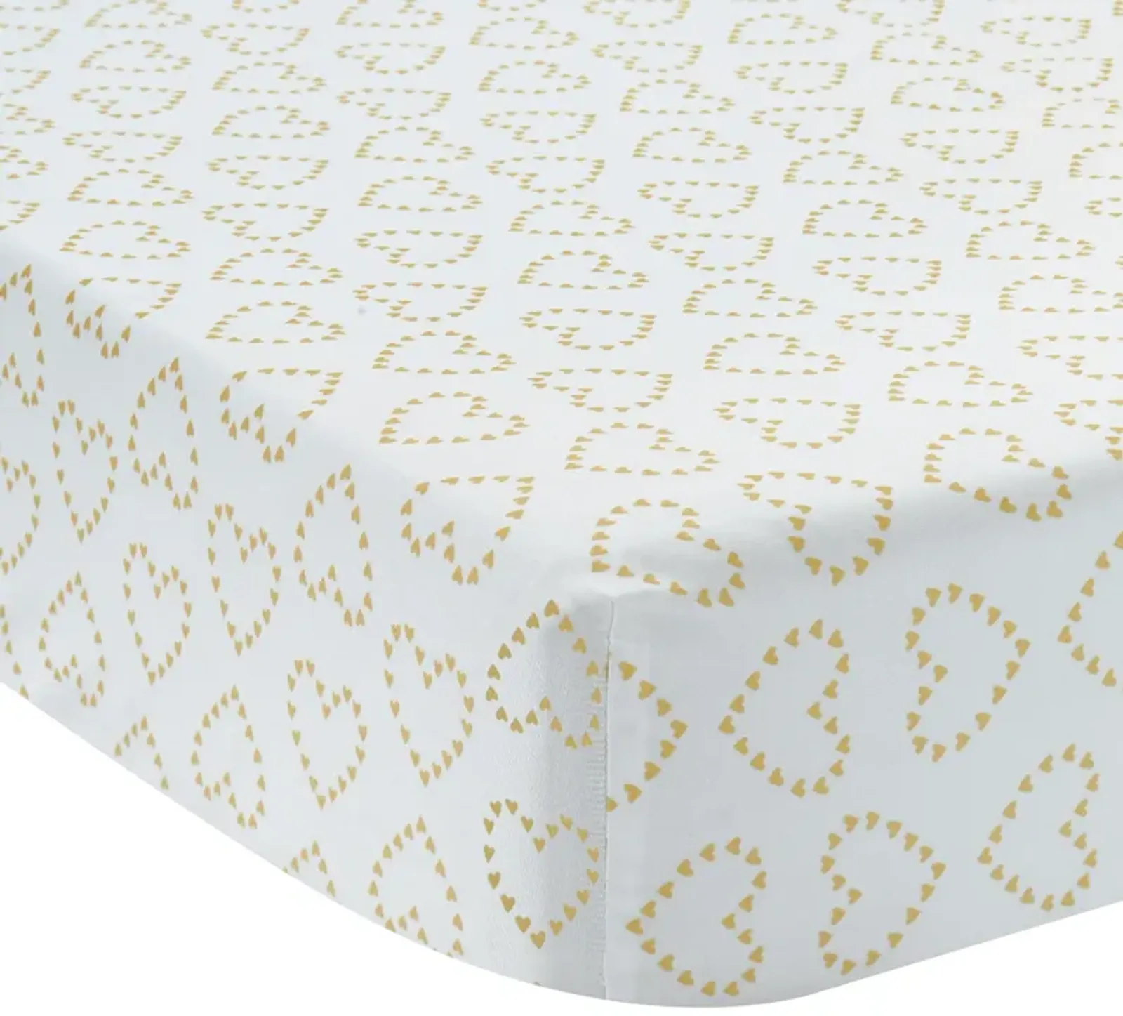 Lambs & Ivy Confetti White with Gold Hearts 100% Cotton Baby Fitted Crib Sheet