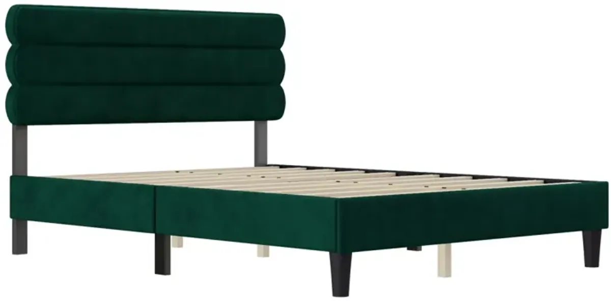 Sturdy Queen Bed Frame with Headboard, Green