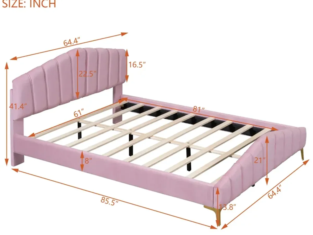 Merax Velvet Platform Bed with Metal Leg