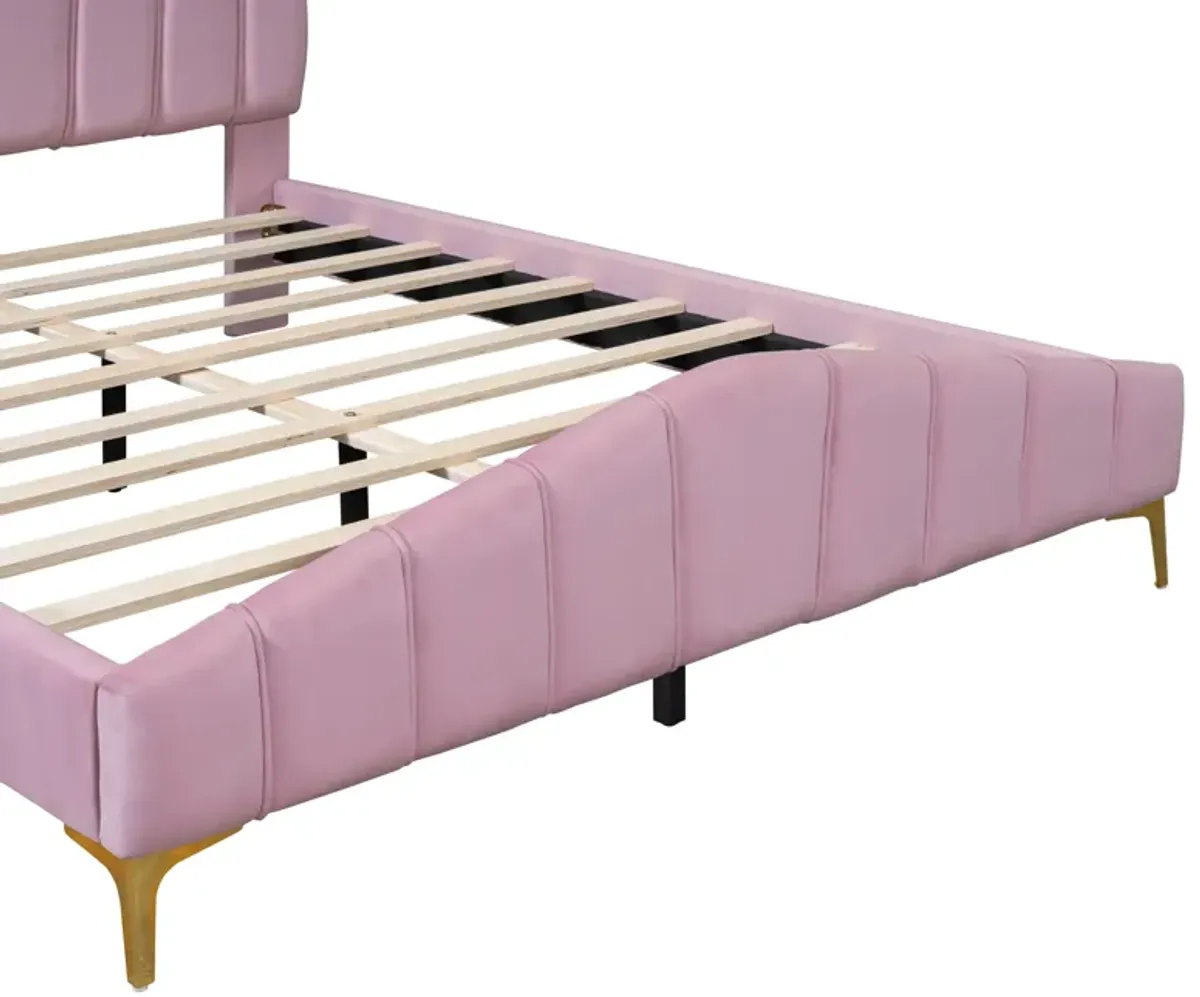 Merax Velvet Platform Bed with Metal Leg