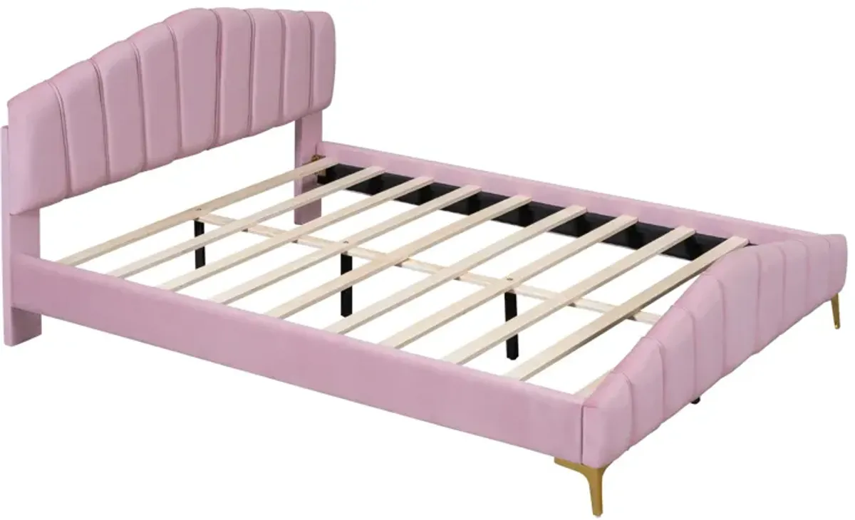 Merax Velvet Platform Bed with Metal Leg