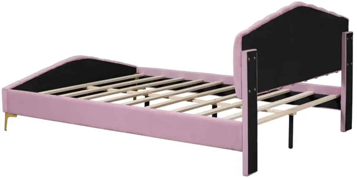 Merax Velvet Platform Bed with Metal Leg