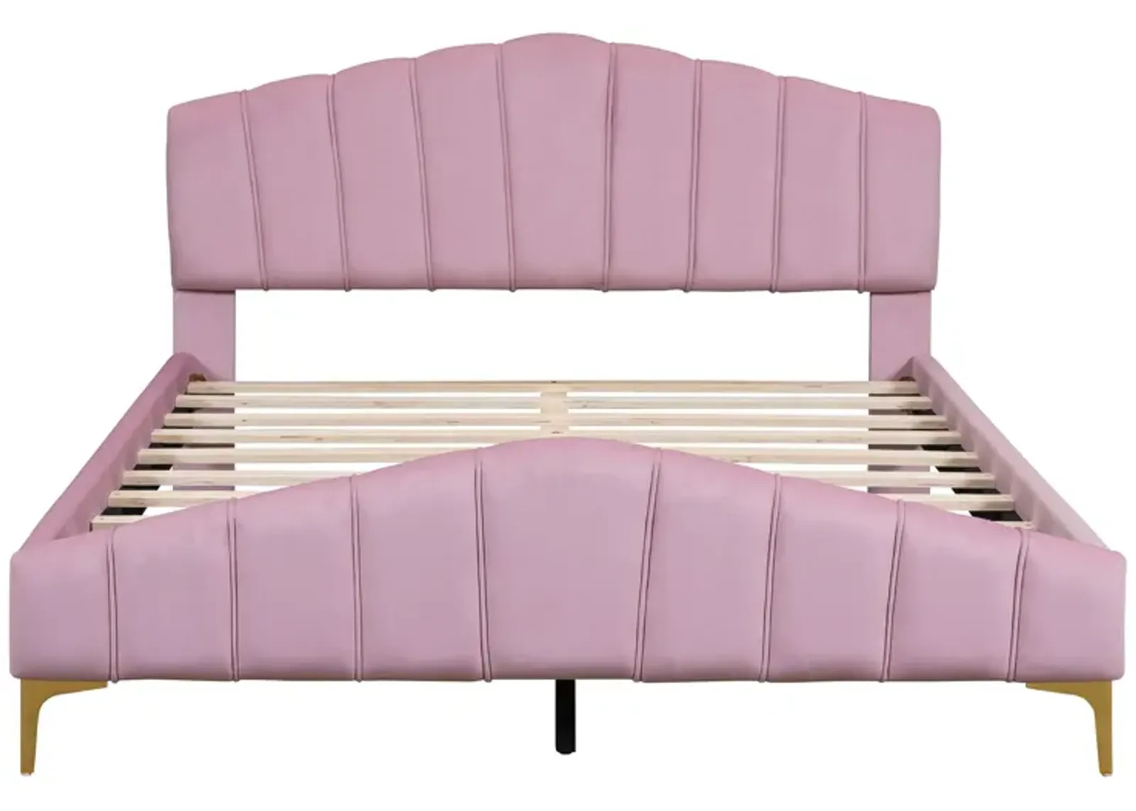 Merax Velvet Platform Bed with Metal Leg