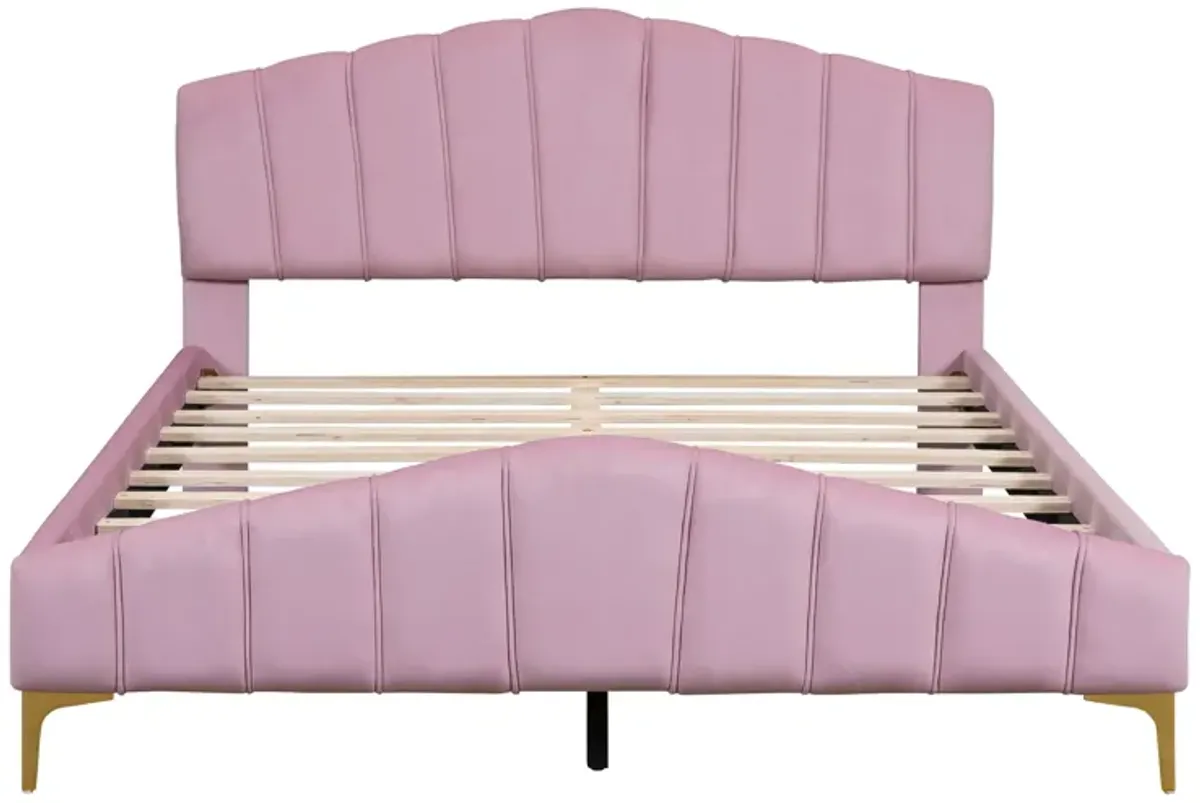 Merax Velvet Platform Bed with Metal Leg