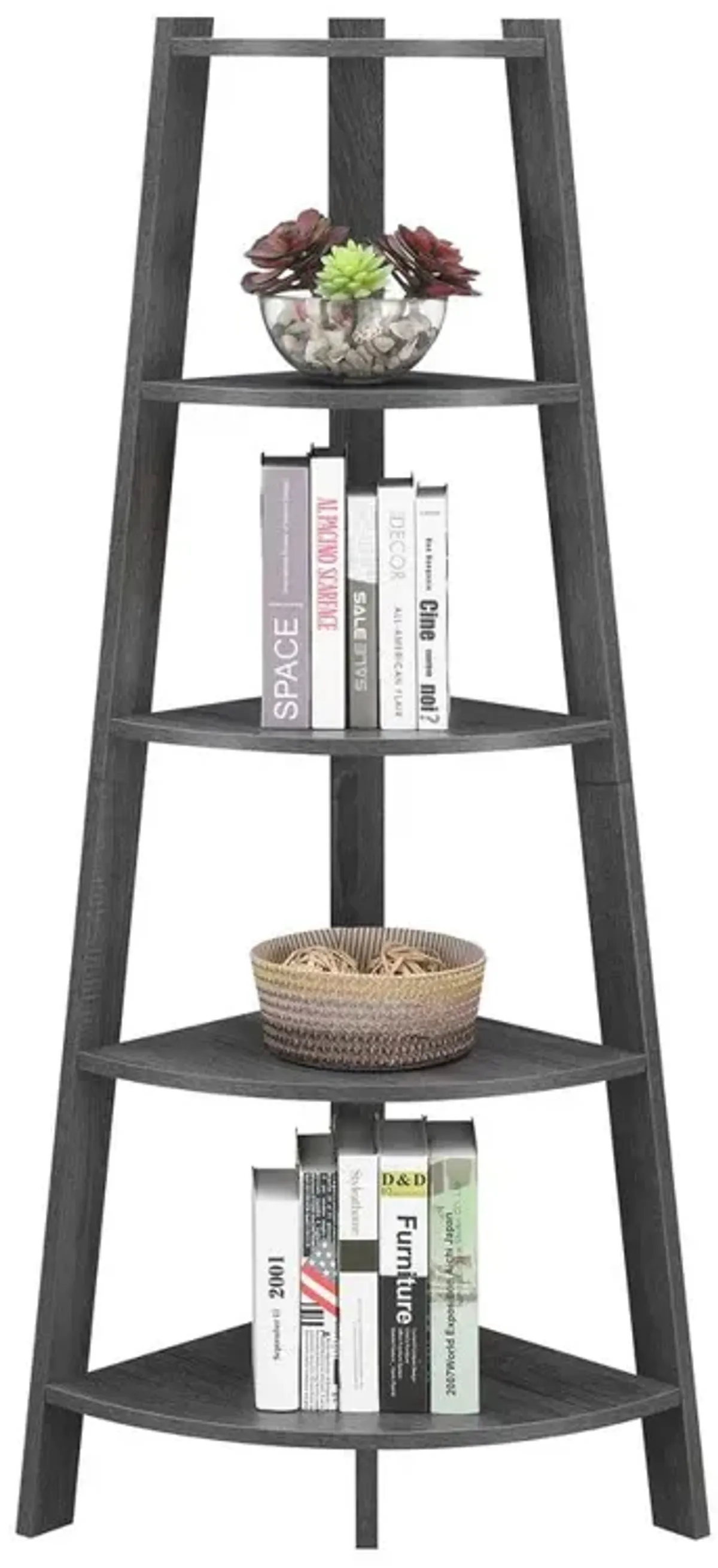 Convenience Concepts Newport 5 Tier Wide Corner Bookcase