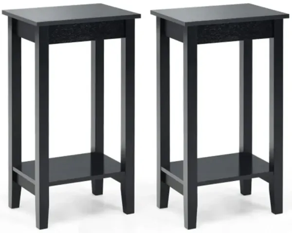 Set of 2 Versatile 2-Tier End Table with Storage Shelf