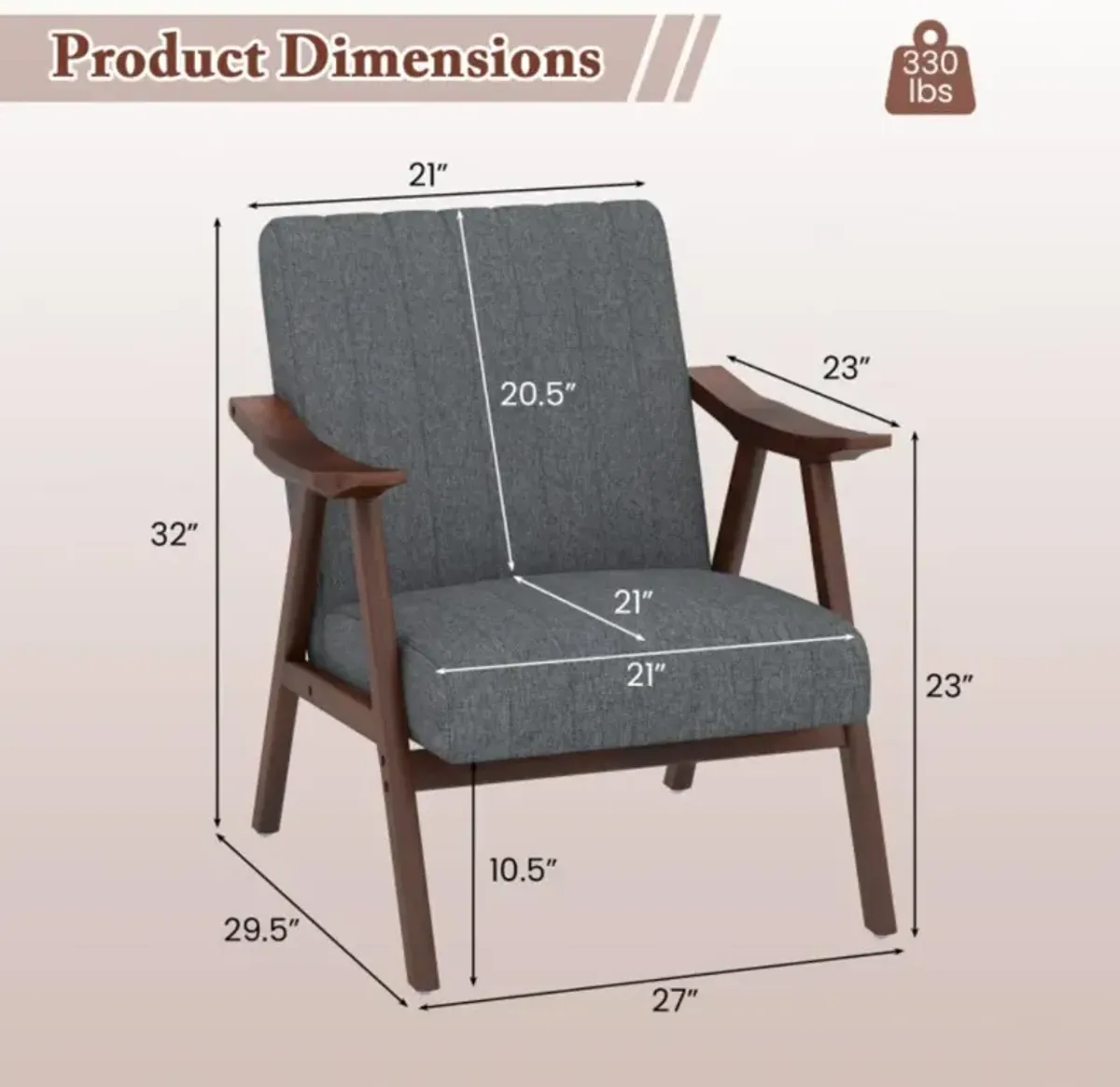 Hivvago Modern Accent Chair Leisure Armchair with Felt Pads