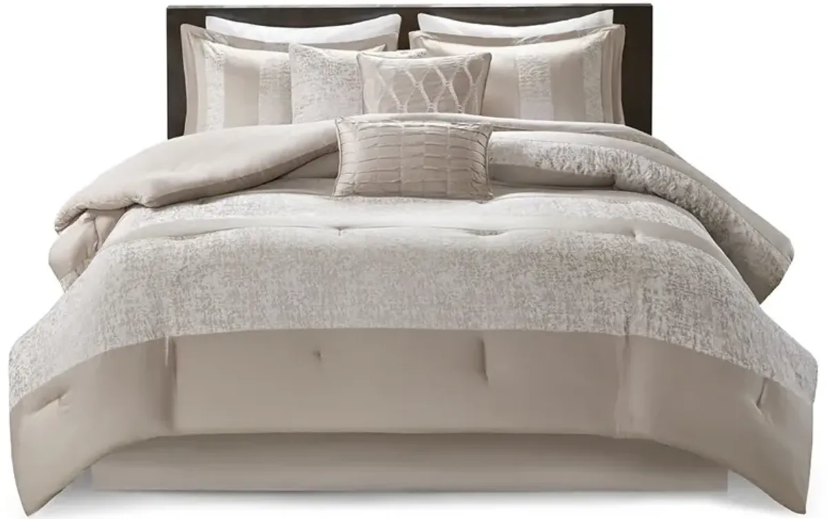 Gracie Mills Donnie 7-Piece Chenille Jacquard Comforter Set