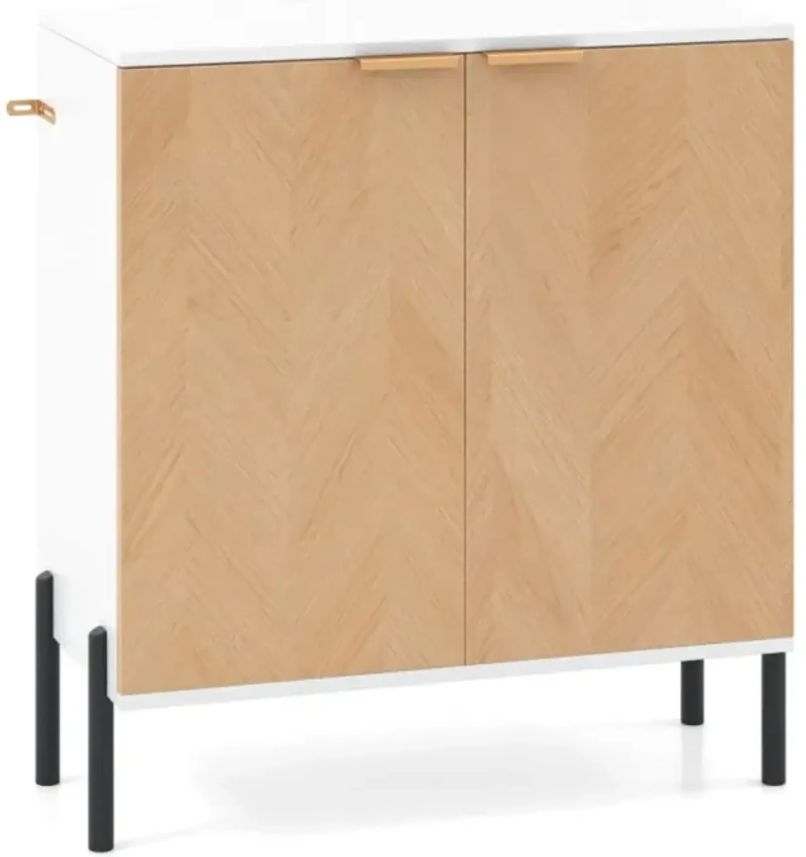 Hivvago 2-Door Buffet Cabinet Sideboard with Shelf and Metal Legs