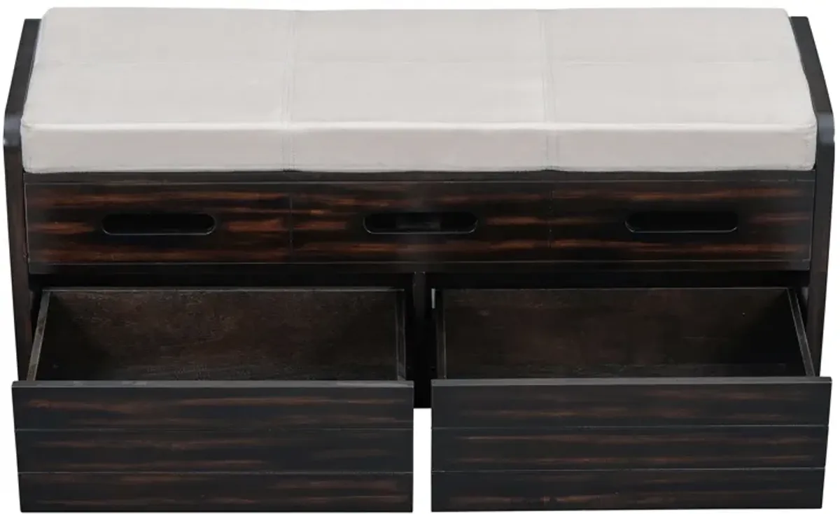 Merax Rustic Storage Bench with 2 Drawers