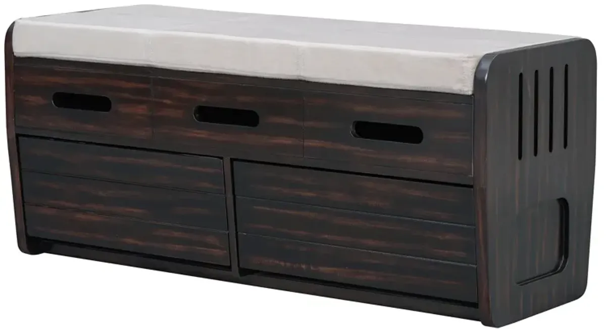 Merax Rustic Storage Bench with 2 Drawers