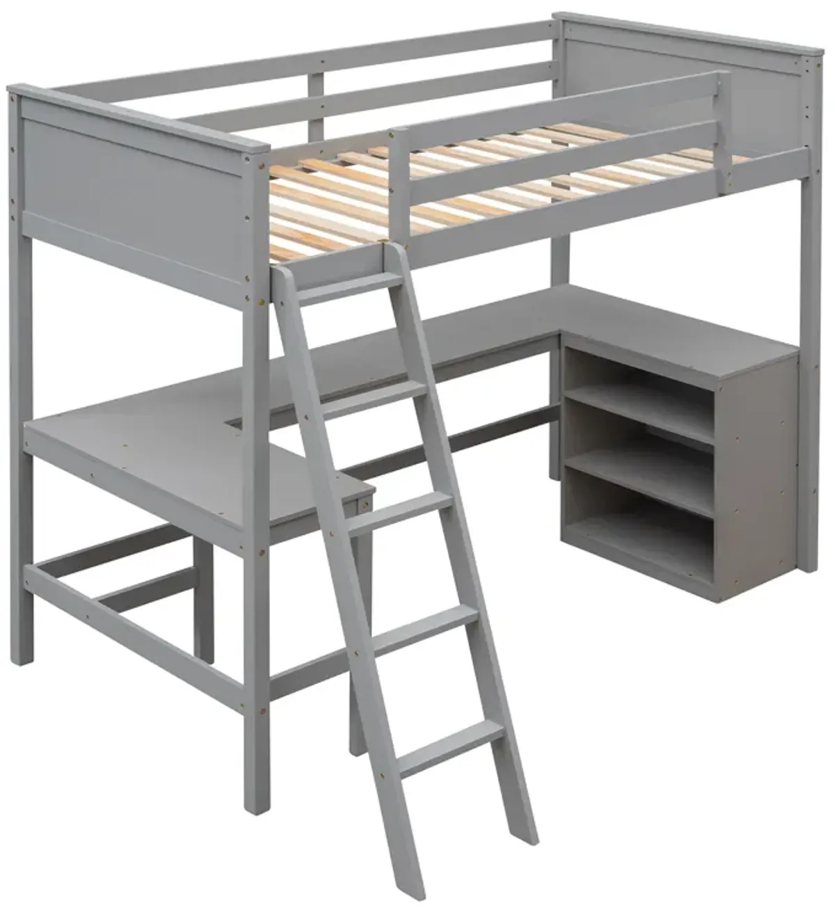 Merax Loft Bed with Shelves and Desk