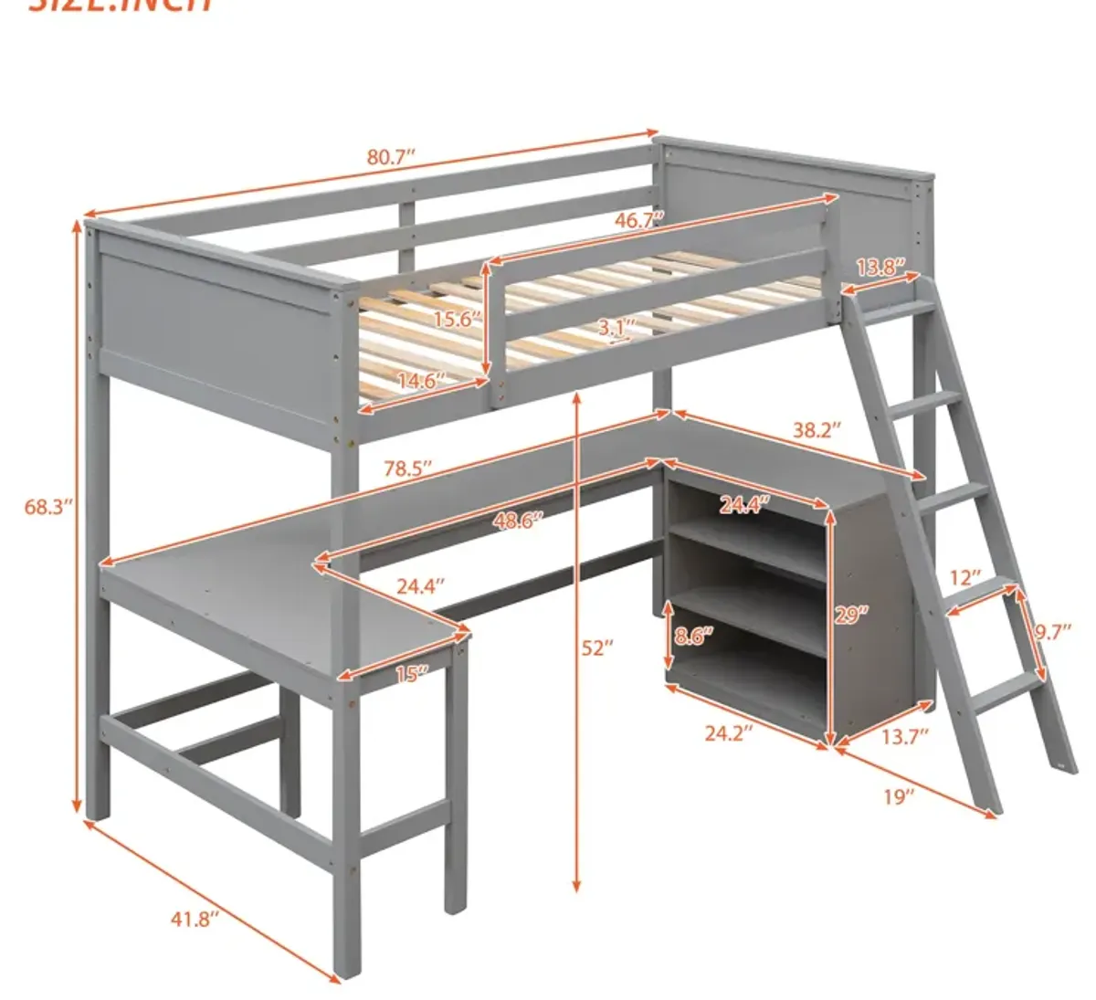 Merax Loft Bed with Shelves and Desk