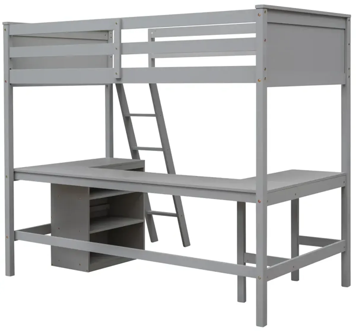 Merax Loft Bed with Shelves and Desk