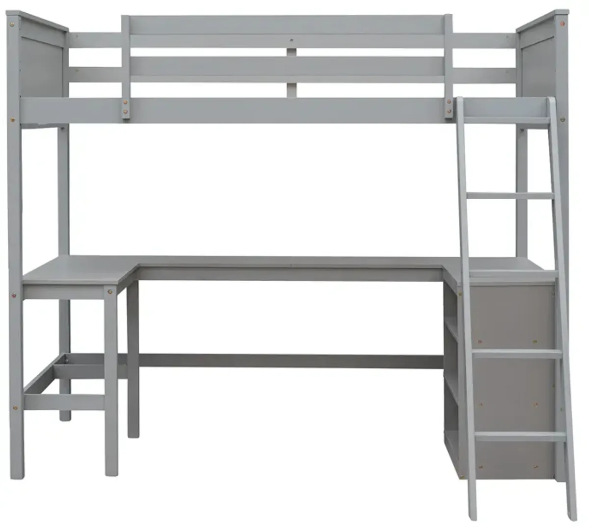 Merax Loft Bed with Shelves and Desk