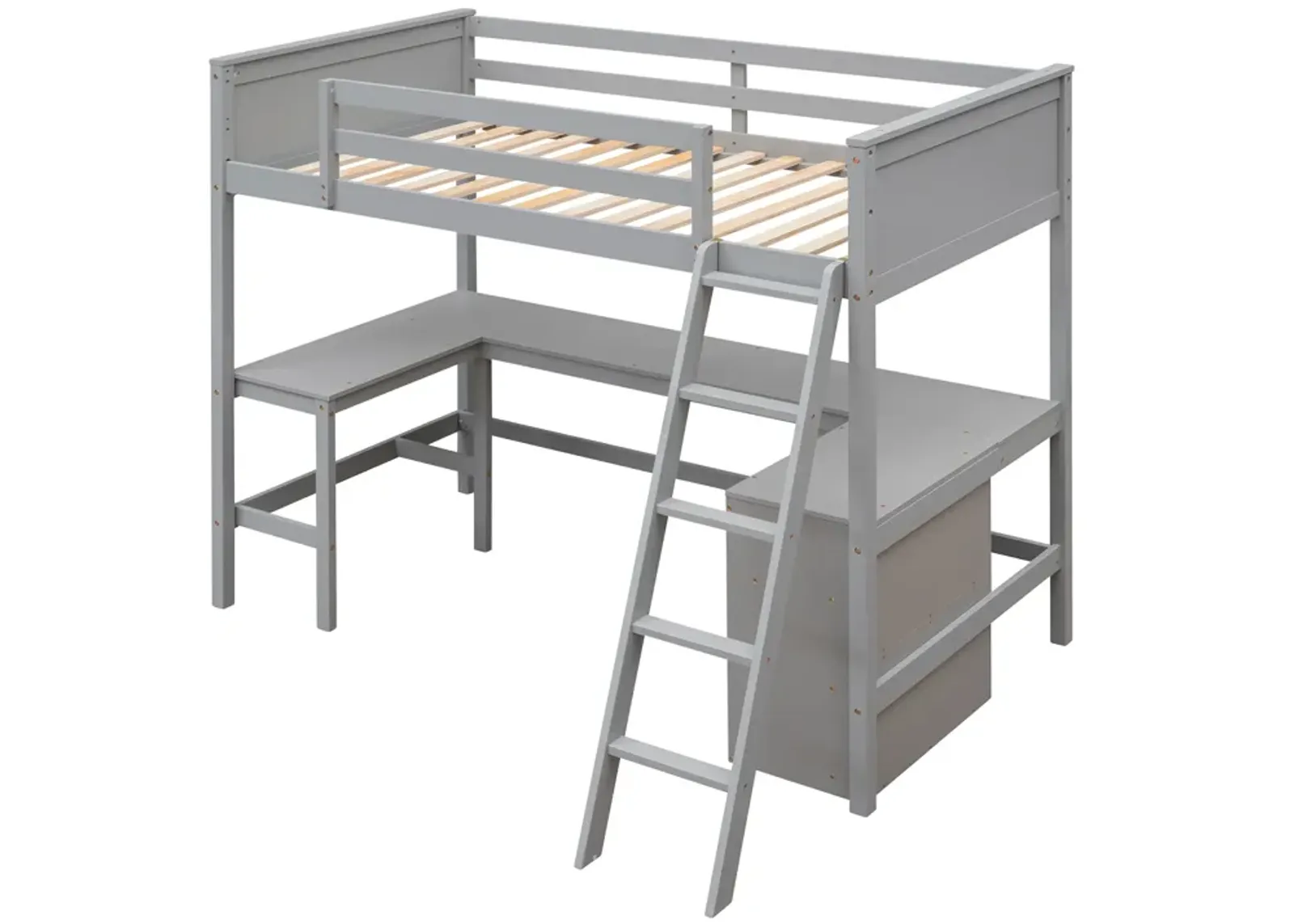 Merax Loft Bed with Shelves and Desk