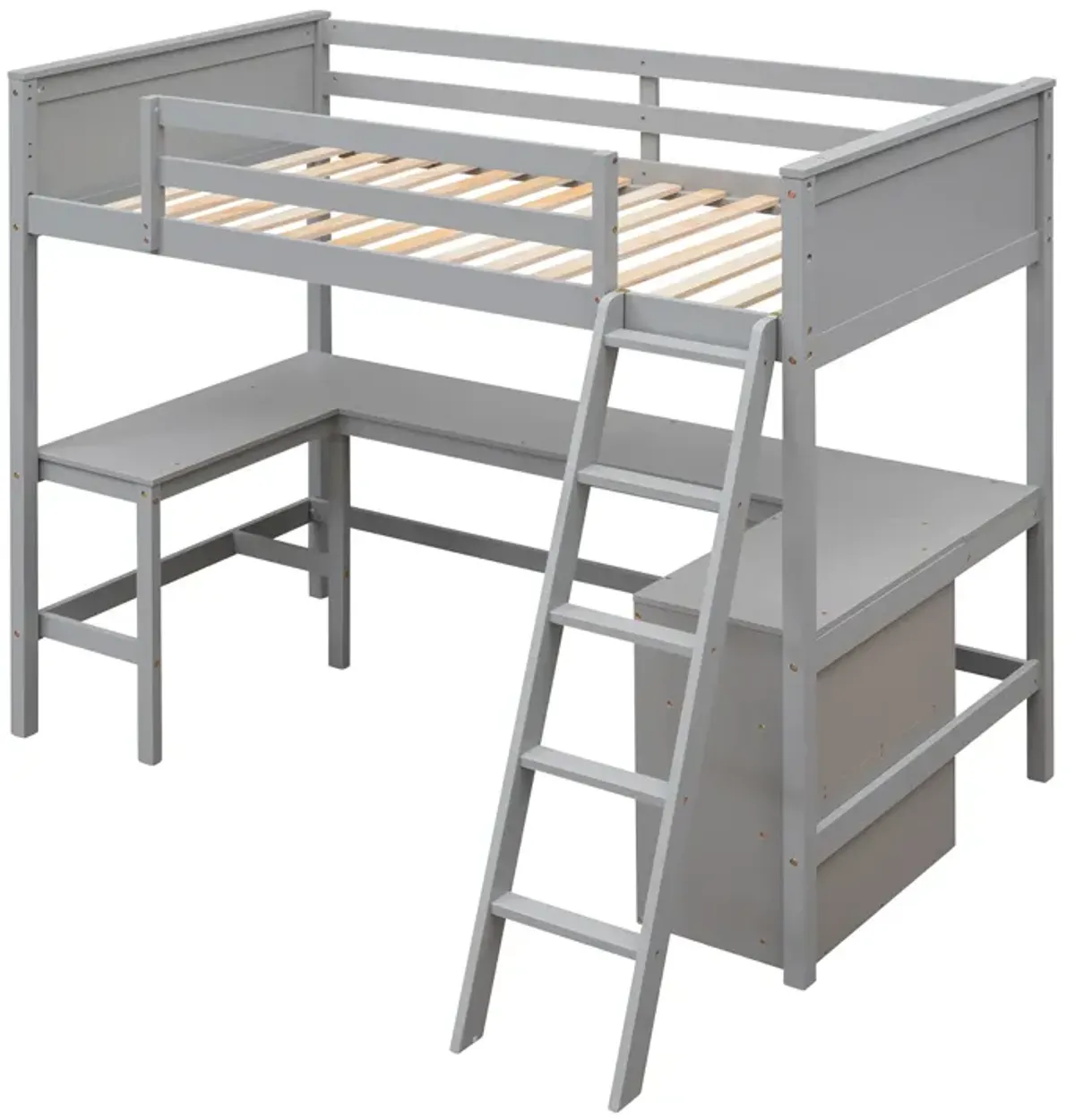 Merax Loft Bed with Shelves and Desk