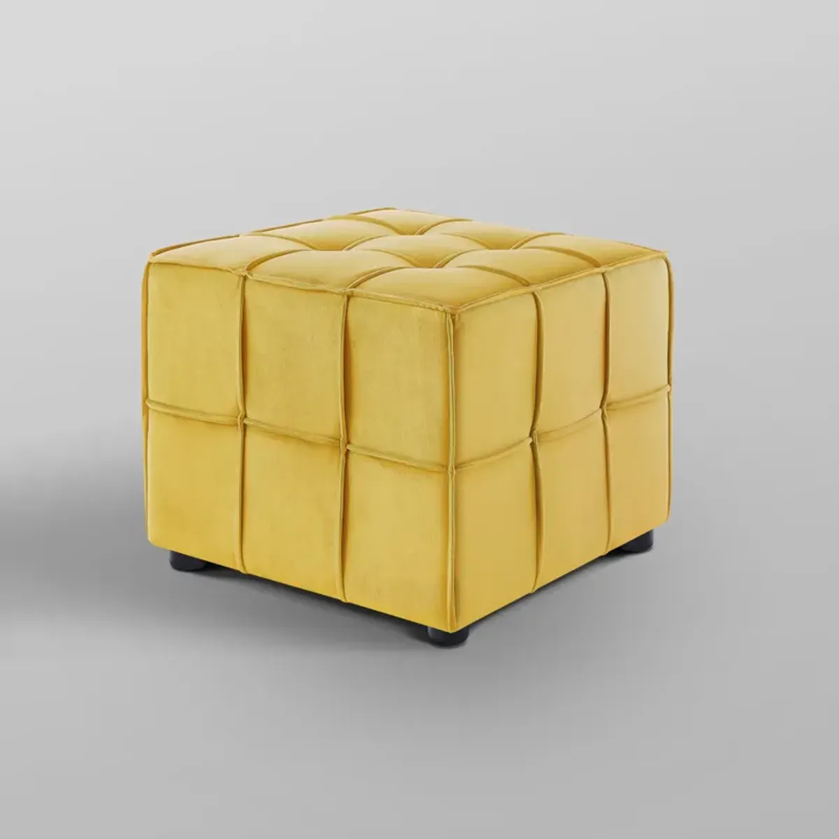 Loft Lyfe Ladda  Velvet Allover Tufted Cube Ottoman