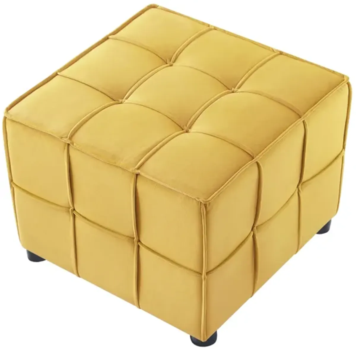 Loft Lyfe Ladda  Velvet Allover Tufted Cube Ottoman